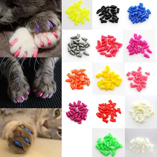 20Pcs Colorful Cat  Nail Caps Cover